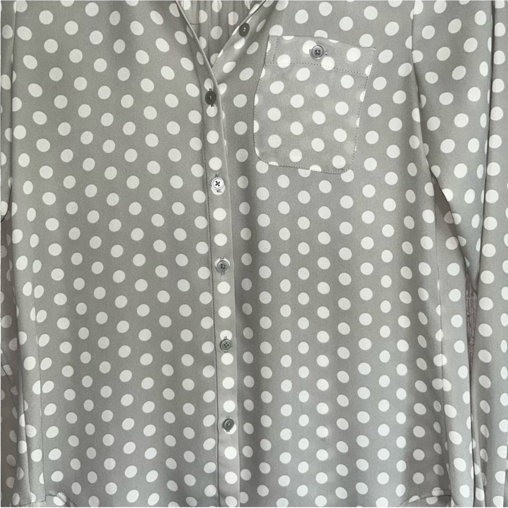 Loft Grey Polka Dot Petite Button Down - Picture 2 of 6